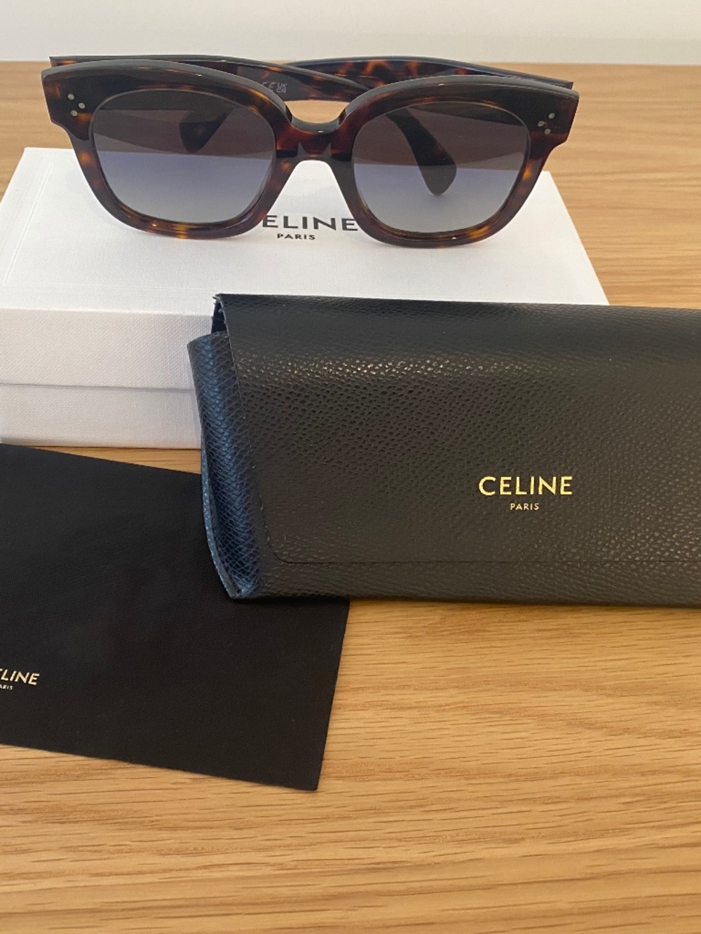 Celine Paris Tortoiseshell Sunglasses w/ Case Box Authentic